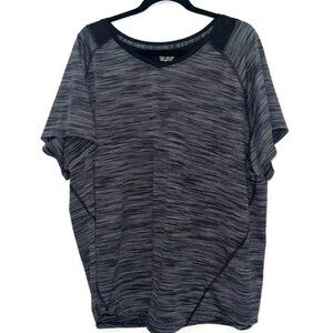 Tek Gear Womens Black & White Striped Workout Tee 3X